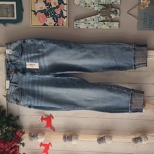NWT Judy Blue Aztec Cuff Relaxed Jeans